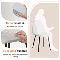 Elegant Fabric Dining Chairs in Cream White with Sleek Black Legs by Maison Classique, Set of 4