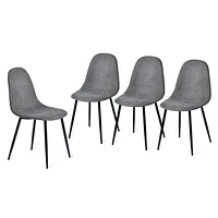 Modern 5-Piece Round Oak Dining Set with Grey Chairs