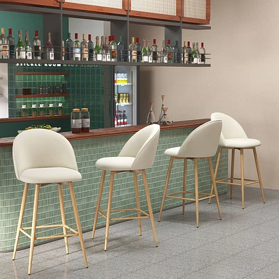 Modern Fabric Counter Barstools, Set of 4 - Beige