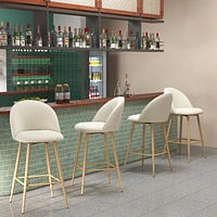 Modern Fabric Counter Barstools, Set of 4 - Beige