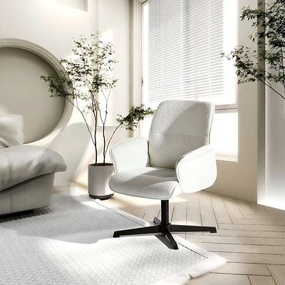 Modern Ivory Beige Bouclé Accent Chair by Maison Classique