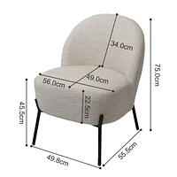Chaise d'appoint beige avec pieds en métal noir