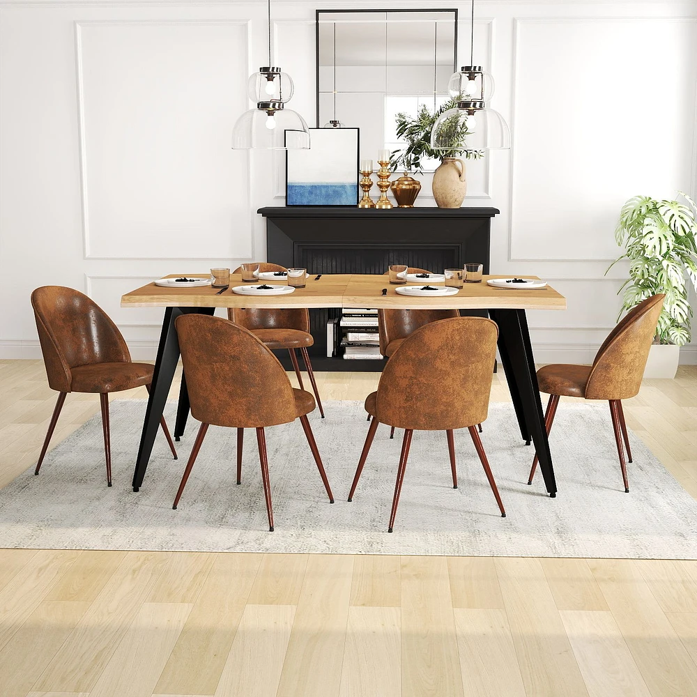 7-Piece Dining Set Light Wood Table With Haven Brown Chairs by Maison Classique