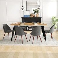 7-Piece Dining Set Light Wood Table With Haven Grey Chairs by Maison Classique
