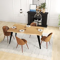 5-Piece Dining Set Natural Wood Table With Haven Brown Chairs