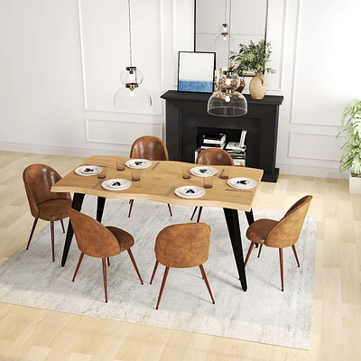 7-Piece Dining Set Light Wood Table With Haven Chairs by Maison Classique