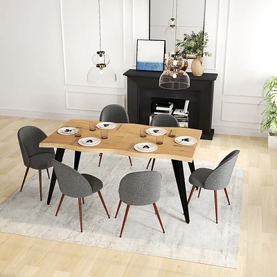 7-Piece Dining Set Light Wood Table With Haven Grey Chairs by Maison Classique