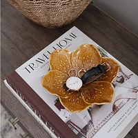 Ocher Ceramic Floral Platter