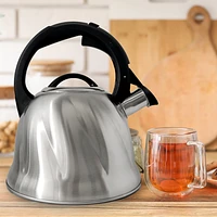 JS Gourmet Whistling Stovetop Kettle in Stainless Steel with Black Handle, 2.5L