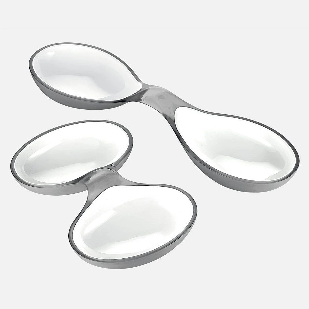 Grace Set Of 2 Grey/White Interlocking Dishes
