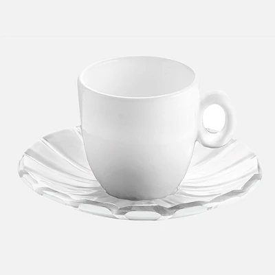 Grace Set of 2 Clear/White Espresso Cups
