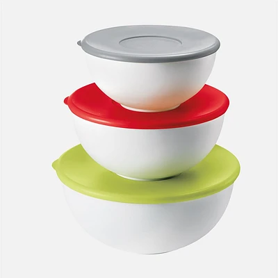 Guzzini Set of 3 White Containers with Coloured Lids