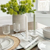 Small Pipe Taper Candle Holder 2" - White