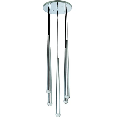 Round Polished Chrome Pendant Light with 5 LED Pendulums