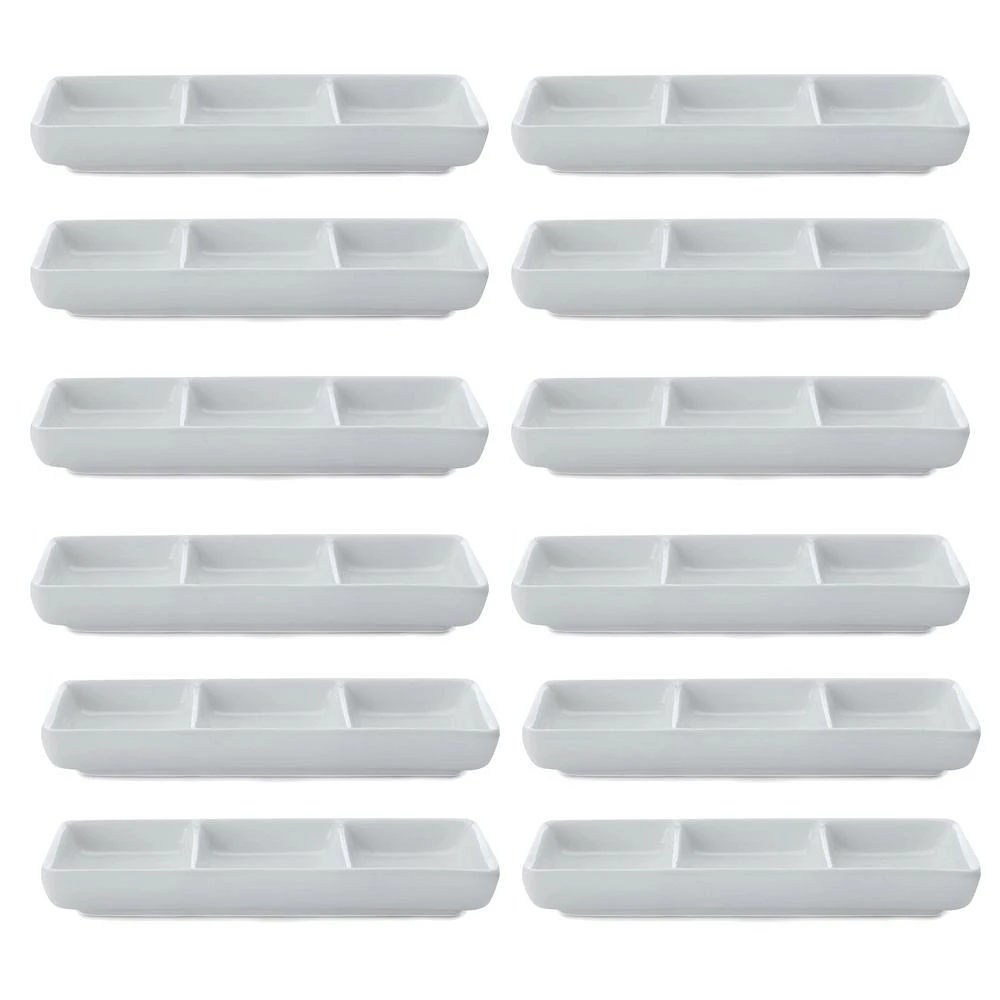 Set of 12 White Basics 3 Sections Dish by Maxwell & Williams