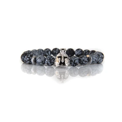 Luenzo Snowflake and Silver Cubic Zirconia Warrior Helmet Bracelet
