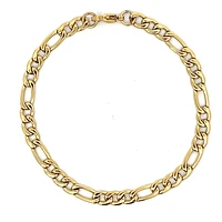 Luenzo Stainless Steel 5mm Gold Plated Figaro Link Bracelet