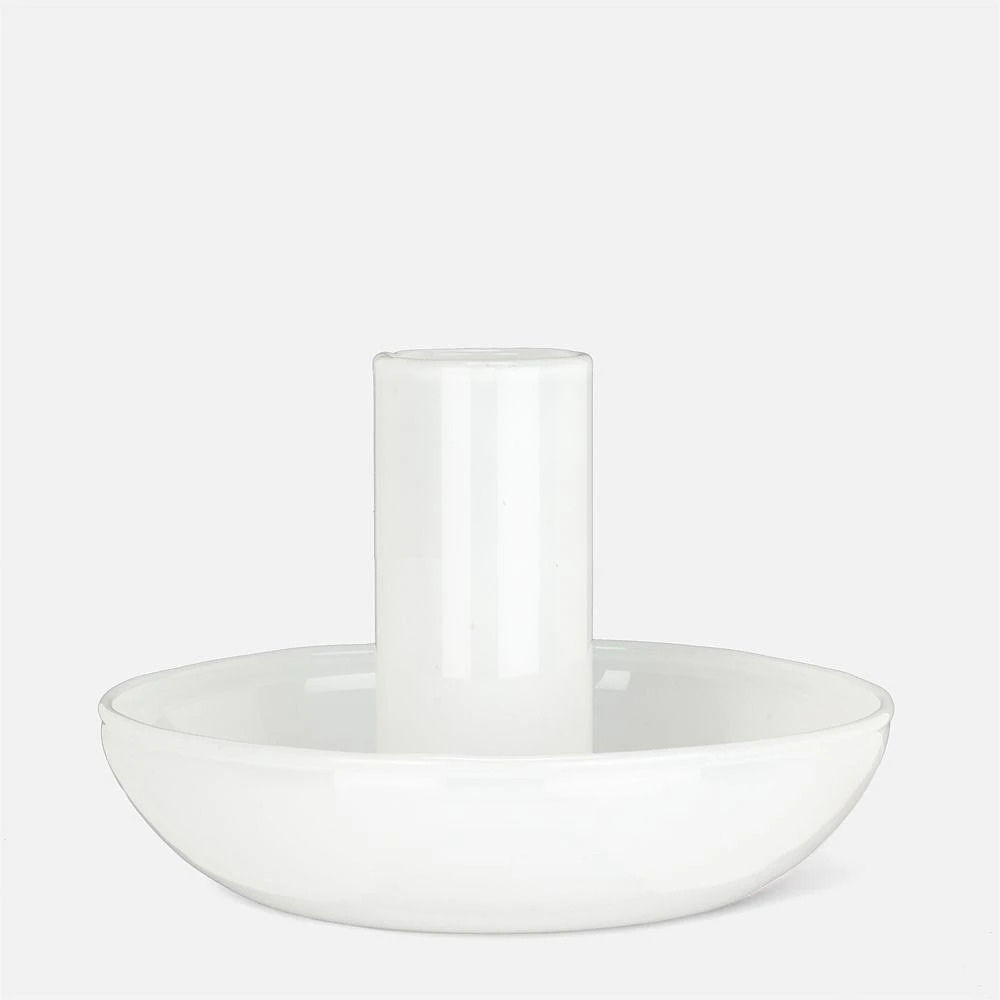 Small Pipe Taper Candle Holder 2" - White