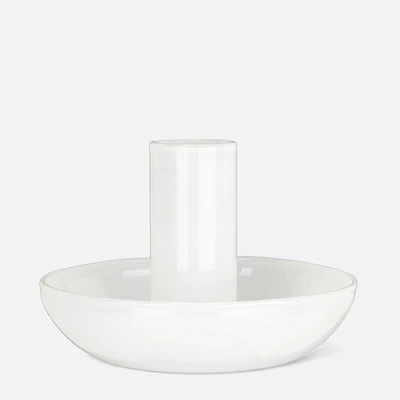 Small Pipe Taper Candle Holder 2" - White