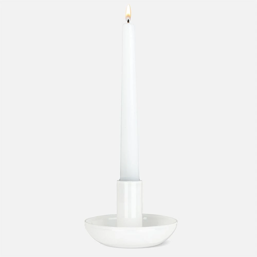 Small Pipe Taper Candle Holder 2" - White