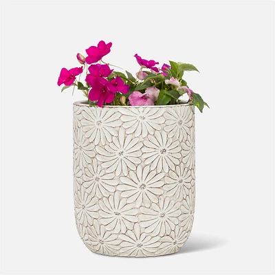 White Daisy Planter - 6.5