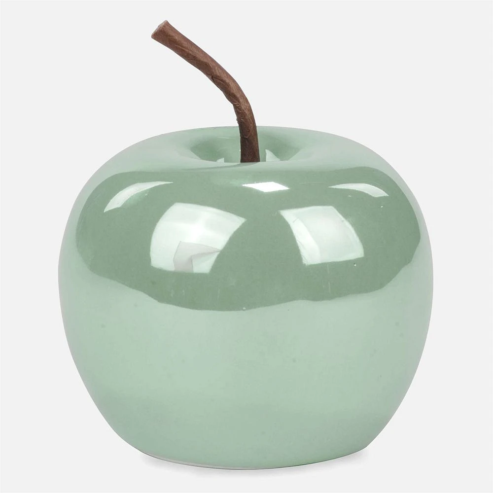 Decor Green Ceramic Apple 3.5"x 4