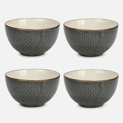 Green Ceramic Bowls, Set of 4 - Green