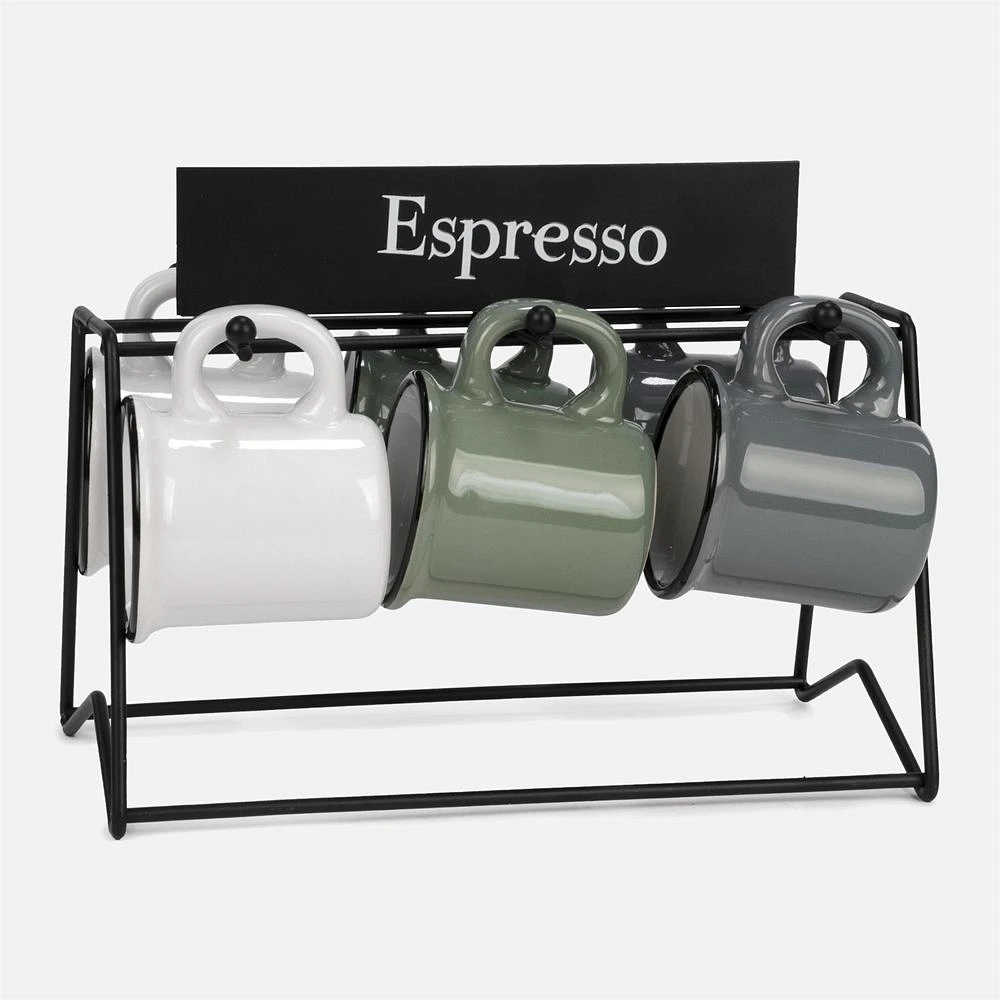 Espresso Cups and Holder, Set of 6