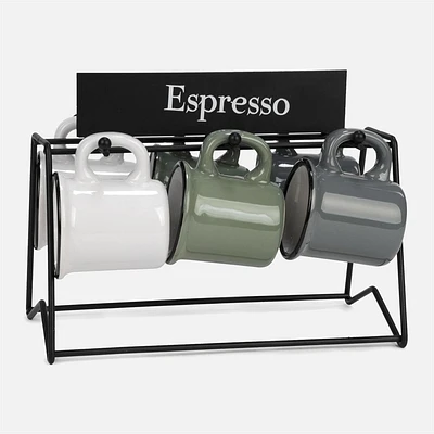 Ceramic Espresso Cups, Set of 6 - Assorted Colors
