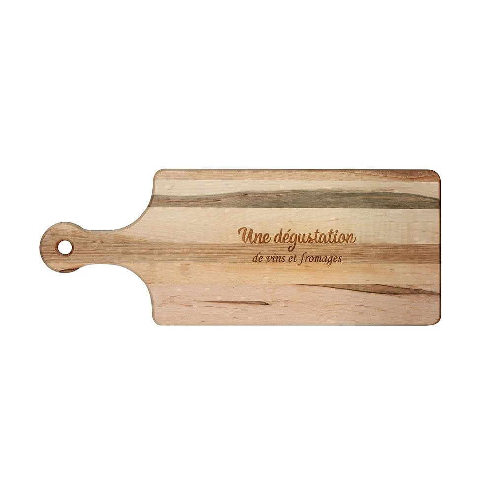 Maple Reversible Cutting Board with Handle by CL CUISILUXE - “Une dégustation de vins et fromages”