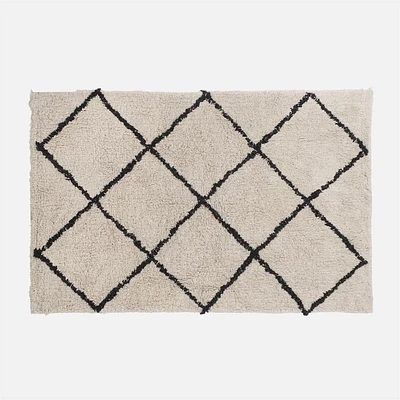 Carpet with Geometric Motif - Beige/Black
