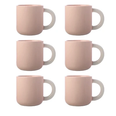 Set of 6 Pink Sherbert Mugs by Maxwell & Williams (370 ml) - Pink