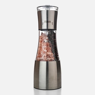 The PorterStainless Steel Grinder Dark Pink Himalayan Salt and Black Peppercorns 