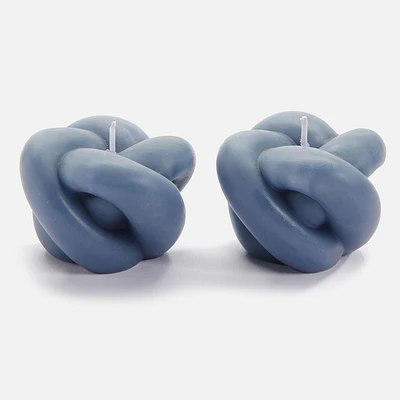 Knotted Candles, Set of 2 - Blue