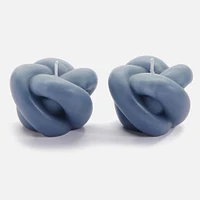 Knotted Candles, Set of 2 - Blue