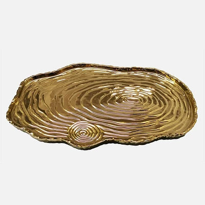 Gold Tree Bark Tray - 16 x 10"