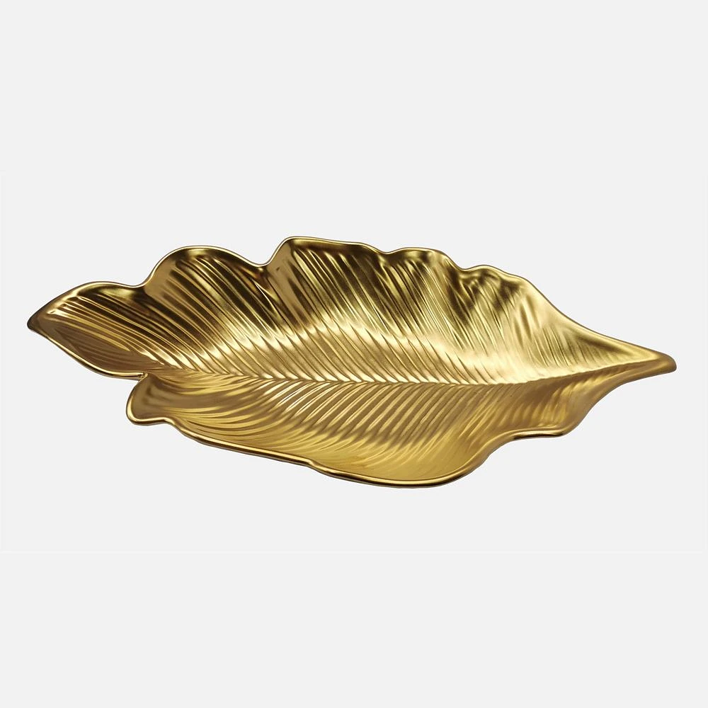 Gold Deep Leaf Plate - 16.25"