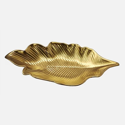Gold Deep Leaf Plate - 16.25"