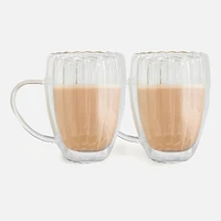 Ridge Double Wall Ribbed Mugs, Set of 2 - 350ml