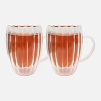 Ridge Double Wall Ribbed Mugs, Set of 2 - 350ml