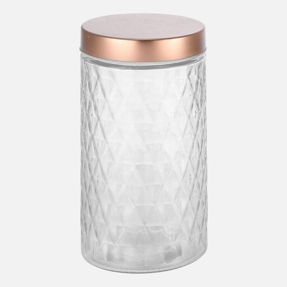 JS GOURMET Diamond Embossed Designed Glass Canister - 1.7L