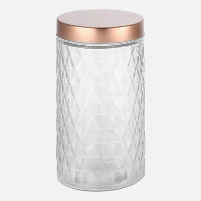 JS GOURMET Diamond Embossed Designed Glass Canister - 1.7L