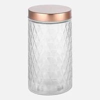 JS GOURMET Diamond Embossed Designed Glass Canister - 1.7L