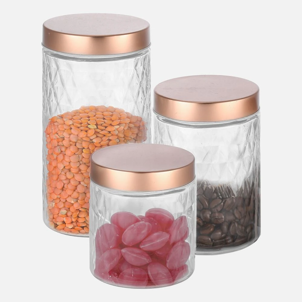 JS GOURMET Diamond Embossed Designed Glass Canister - 1.7L