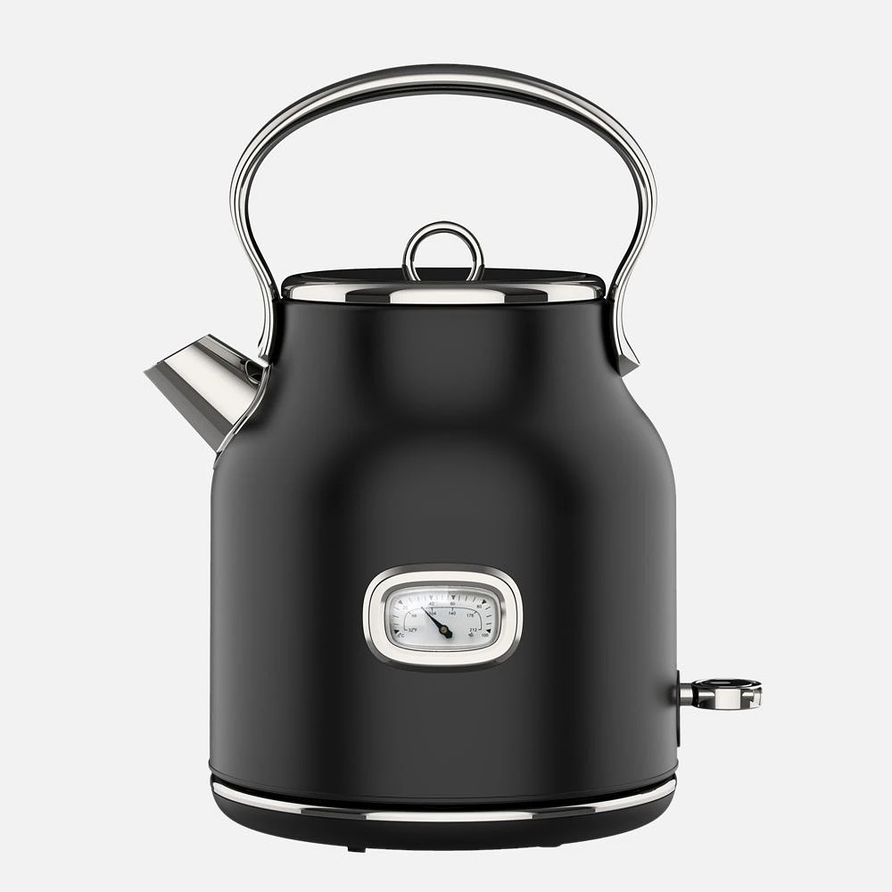 JS GOURMET Retro Electric Stainless Steel Kettle - Black Matte