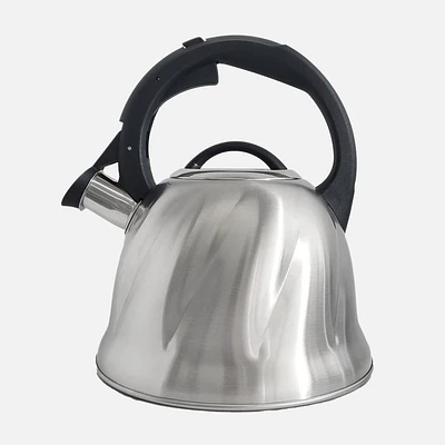 JS Gourmet Whistling Stovetop Kettle in Stainless Steel with Black Handle, 2.5L
