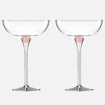 Rosy Glow 2-Piece Champagne Saucer Set by Kate Spade