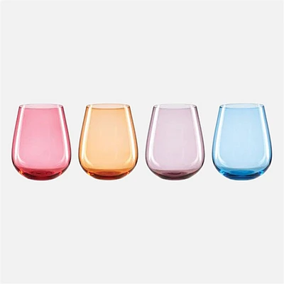 Set of 4 Coloured Stemless Glass