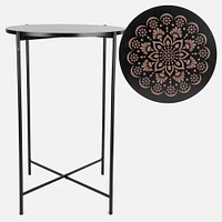 Mandala Motif Accent Table - Black