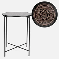 Mandala Motif Accent Table - Black